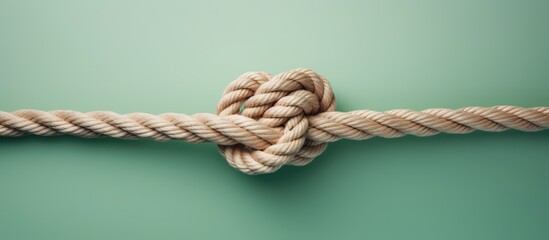 A symbol of trust and faith a green rope in an infinity shape on a isolated pastel background Copy space