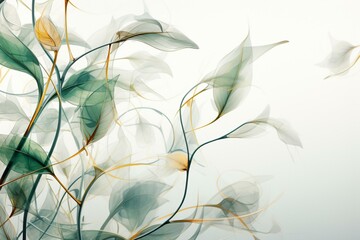 Translucent foliage graphics with leafy twining plant. Generative AI