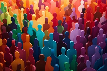 A diverse and inclusive crowd of colored figures. Generative AI