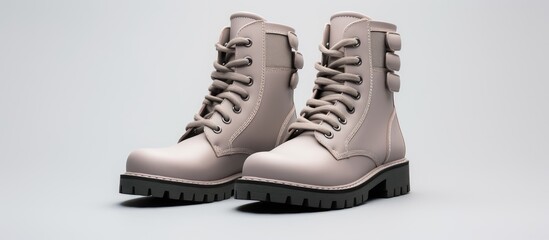 boots in gray isolated pastel background Copy space