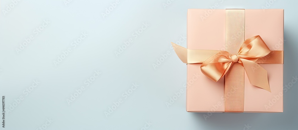 Aufkleber birds eye view of a white gift box on isolated pastel background copy space of considerable height a