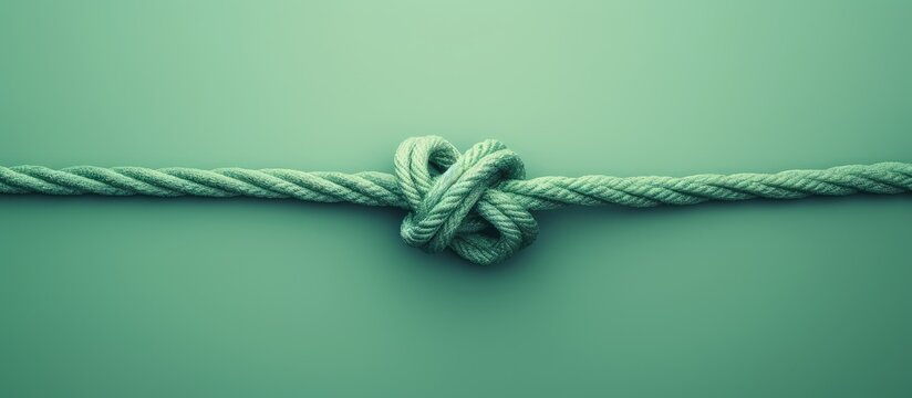 A symbol of trust and faith a green rope in an infinity shape on a isolated pastel background Copy space
