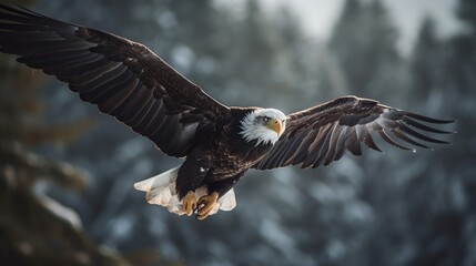Majestic bald eagle soaring through the sky with grace and power