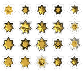 silver outline golden heptagram stars stickers