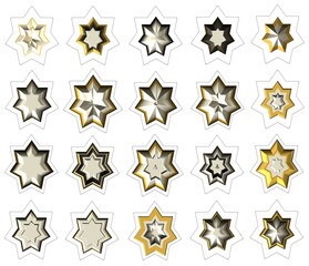 Fototapeta premium gold outline silver heptagram stars stickers