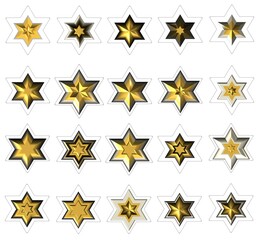 silver outline gold david stars stickers
