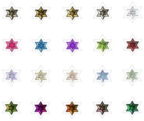 colorful 3d david stars stickers set4