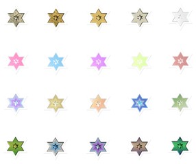 colorful 3d david stars stickers set6