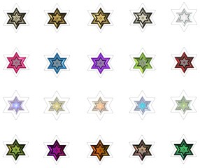 colorful 3d david stars sticker set3