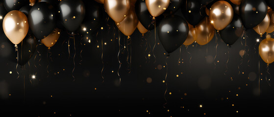A festive scene for Black Friday celebration, featuring colorful gift boxes and vibrant balloons on a joyful background. 
