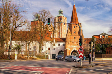 autumn park with yellow trees and yellow grass in ingolstadt city bavaria germany