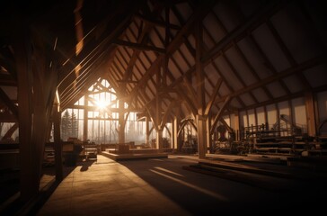 Fototapeta na wymiar Building for Jesus. Interior of a church during work
