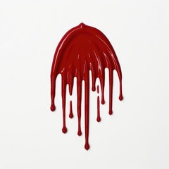 Drops of red paint or blood  isolated on white background. Ink splashes and blot close-up.
