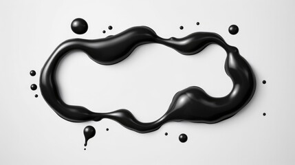 Drops of black paint isolated on white background. Ink splashes and blot close-up.