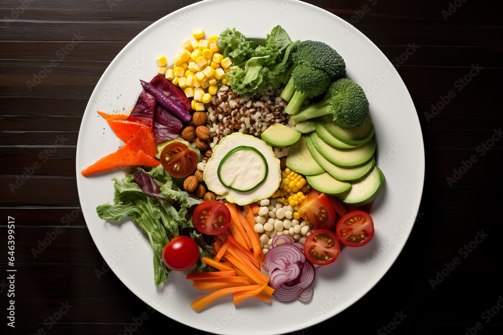 Wall mural fresh vegetables on a plate for world vegan day