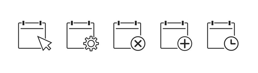 Callendar icon. Calendar planner icon collection. Reminder organizer event signs. Calendar notification icon. Business plan schedule. Stock vector