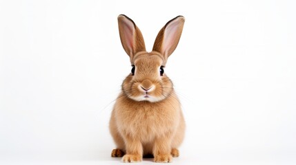 Obraz premium On a white background, a bunny or rabbit is depicted in a portrait.