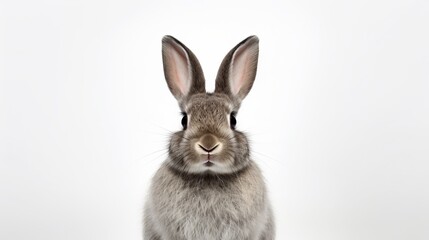 On a white background, a bunny or rabbit is depicted in a portrait.