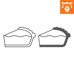 Pumpkin pie line and solid icon, outline style icon for web site or mobile app, thanksgiving and food, piece of cake vector icon, simple vector illustration, vector graphics with editable strokes.