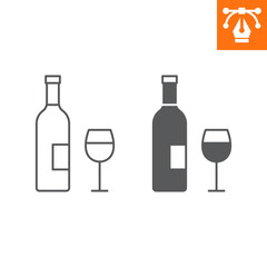 Wine bottle line and solid icon, outline style icon for web site or mobile app, thanksgiving and alcohol, wineglass vector icon, simple vector illustration, vector graphics with editable strokes.