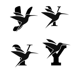 Letter Y initial Logo | Set Of Brids | Number And Bird Logo