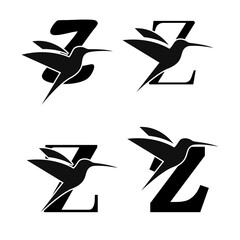Obraz premium Letter Z initial Logo | Set Of Brids | Number And Bird Logo