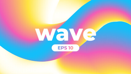 Obraz premium Colorful abstract geometric background. Liquid wave. Bright vibrant colors. Modern design. Fluid shapes composition. Poster, banner template. 3d elements. Yellow and blue. Vector illustration eps10.