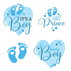 It's a Boy vector cute illustration for a baby gender annoucement