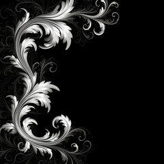 Fototapeta premium Black elaborate filigree corner borders on white Background, AI Generated