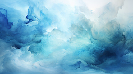 Abstract blue watercolor background.Hand painted watercolor. Generative AI