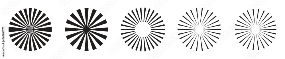 Wall mural sunburst element. radial stripes background. sunburst icon collection. retro sunburst design. vector