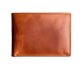 Brown leather wallet isolated on transparent background. PNG file, cut out