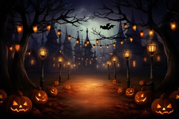 Empty Halloween Party Card design background Generative AI