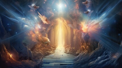 Fototapeta premium Time warp design and time travel tunnel wallpaper
