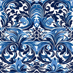 Blue royalty seamless pattern backgroud, AI Generated
