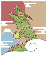 富士山と龍の年賀状素材