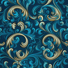 Blue royalty seamless pattern backgroud, AI Generated