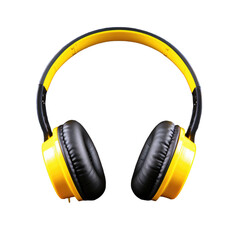yellow and black headphones isolated on transparent background