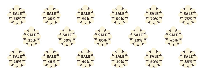 Set of discount stickers. Sale stickers. Set of different sales. Round shapes