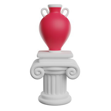 Greek column 3D render icon