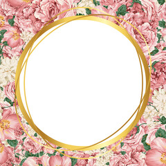 bouquet of roses with frame, wedding card