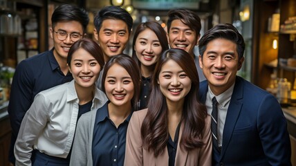 group of Asian and people of colour in business attire. - obrazy, fototapety, plakaty