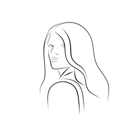 Abstract Woman face. Continuous line drawing. vector