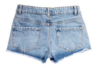 Denim shorts view from the back isolated on a white background.