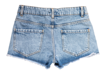 Denim shorts view from the back isolated on a white background.