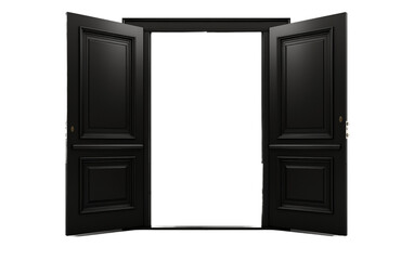 Unveil the Black Door Isolated on a Transparent Background PNG. Generative AI