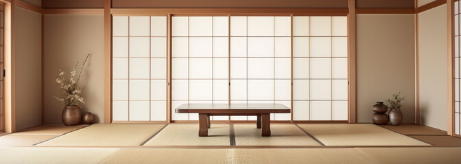 oriental japanese room. Hand edited generative AI. - obrazy, fototapety, plakaty