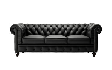 Dark Settee Isolated on a Transparent Background PNG. Generative AI