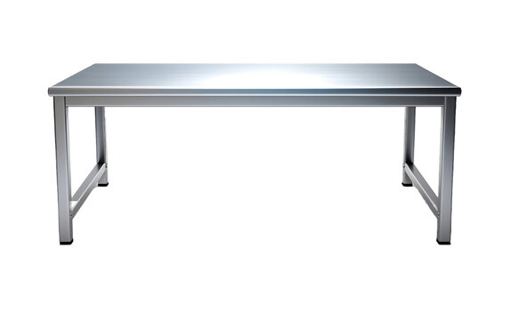 Aluminum Structured Table Isolated on a Transparent Background PNG. Generative AI