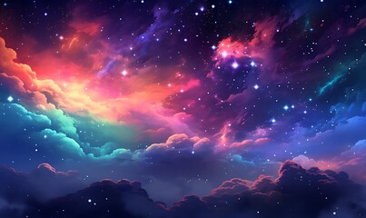 Obraz na płótnie Canvas sky background with beautiful neon colors, Generative Ai